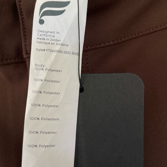 NWT Fabletics The Don Trouser Classic Fit Brown Pants Tailored Flat Front Design - Picture 8 of 9